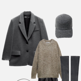 Prvnímu outfitu stylistky Nikoly Markové dominuje jako vrchní vrstva sako. 