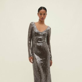 Dlouhé šaty s kulatým výstřihem, Stradivarius, 1 799 Kč