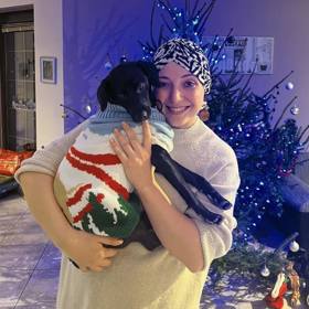 Takhle to Aničce Slováčkové slušelo na Vánoce se svou fenkou Jindřiškou.