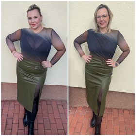 První foto v poslední dny roku 2022 a vedle fotka z prvního týdne letošního roku. Minus 19 kilo ve stejném oblečení, které ovšem teď sedí lépe.
