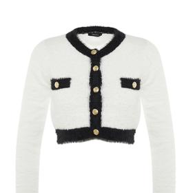 Mohérový kardigan ve vzhledu Chanel kabátku, Trendyol, 529 Kč