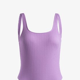 Lila plavky z žebrovaného materiálu s hlubokým výstřihem na zádech, Roxy, 1 990 Kč