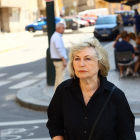 Eliška Balzerová na posledním rozloučení s Janem Kačerem. 