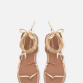 Zlaté zavazovací sandálky, Anna Field, 499 Kč
