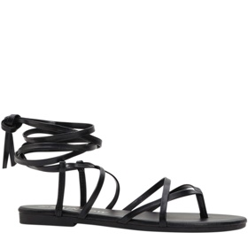 Černé sandály na zavazování z imitace kůže, Bonprix, 279 Kč