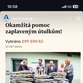 Eva Decastelo také sdílí pomoc zaplaveným útulkům na Donio.