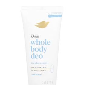 Deodorant pro celé tělo, bez parfemace, Whole Body Deo, Dove, přibližná cena  300 Kč