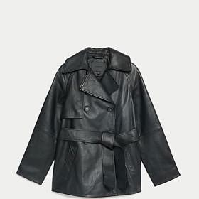 Kožený krátký trenčkot, Marks&Spencer, 10 490 Kč