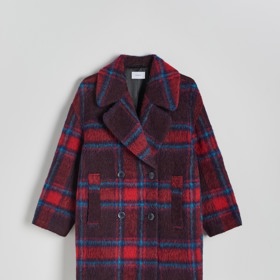 Kratší dvouřadý vlněný plášť s vlasem, Reserved, 4 599 Kč