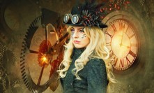 steampunk, žena, hodiny