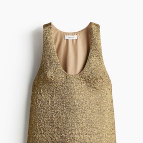 Žakárové minišaty v temně zlatavém tónu, H&M, 959 Kč