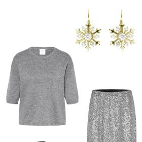 Luxusnější varianta stříbřitého modelu s flitry a hebkou pleteninou.