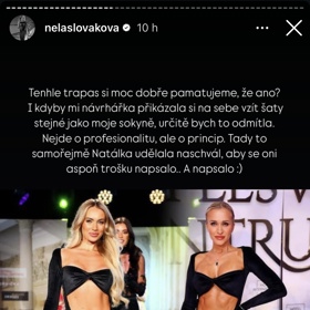 Nela připomněla stejně vynesené šaty.