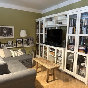 Pohled do obývací části hlavní místnosti bytu