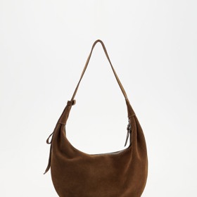 Semišová okrouhlá kabelka s ozdobnými pásky, Reserved, 1 599 Kč