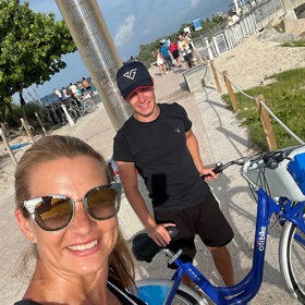 Monika Marešová se synem v Miami.