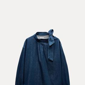 Džínová košile s vázačkou, Zara, 849 Kč