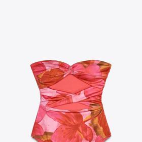 Plavky bandeau s potiskem a cut out, Zara, 849 Kč