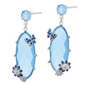 Stříbrné náušnice se zirkony, broušeným sklem a smaltem - motýli, květy, Apart, 2190 Kč