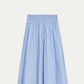 Pruhovaná midi sukně áčkového střihu s potiskem z čisté bavlny, Marks&Spencer, 1199 Kč