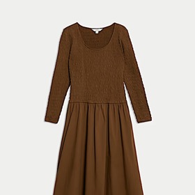 Midi šaty z čisté bavlny se sníženým pasem, Marks&Spencer, 1299 Kč