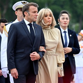 Francouzský prezident Emmanuel Marcron s manželkou Brigitte (2025).