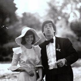 Marie Tomsová a JUDr. Miloš Toms na svatební fotografii. 