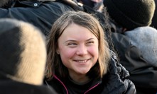 Greta Thunberg na protestu v Německu.