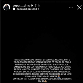 Slovensky rapper Separ napsal, jak ve skutečnosti měla situace údajně odehrát.