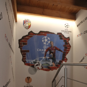 Schodiště do pivního sklípku připomíná všechny Davidovy úspěchy s Viktorií Plzeň.