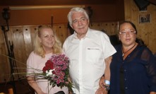 Jiří Krampol, Hana Krampolová a její sestra Marie Kotová na snímku z oslav osmdesátin herce.