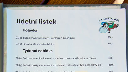 FOTO: Jídelní lístek.