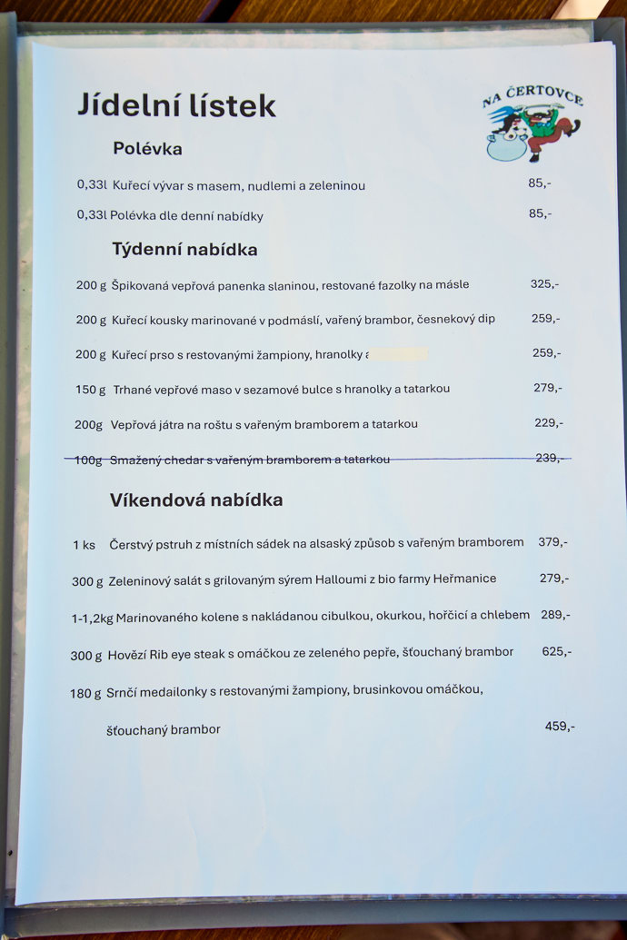 FOTO: Jídelní lístek. – stránka 19