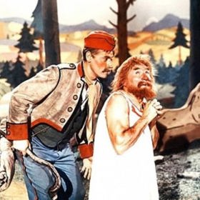 Loupežníka Jaroslav Vojta věrohodně ztvárnil v pohádkovém filmu Hrátky s čertem z roku 1956. Na snímku s Josefem Bekem.