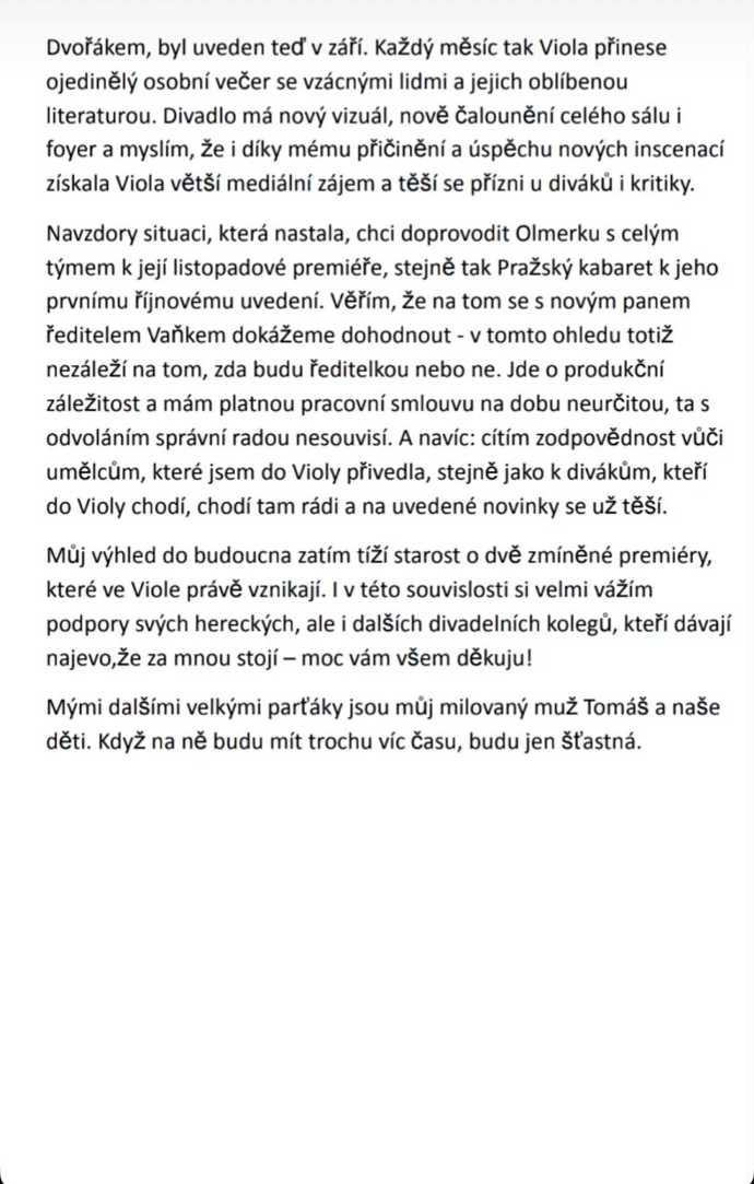 FOTO: Vyjádření Kláry Cibulkové k jejímu odvolání z postu ředitelky. – stránka 5