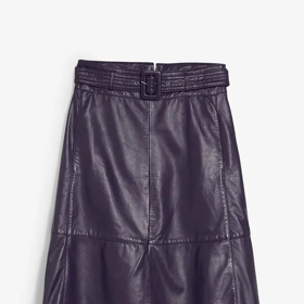 Sukně z jehněčí kůže nappa s páskem, Bonprix, 2849 Kč