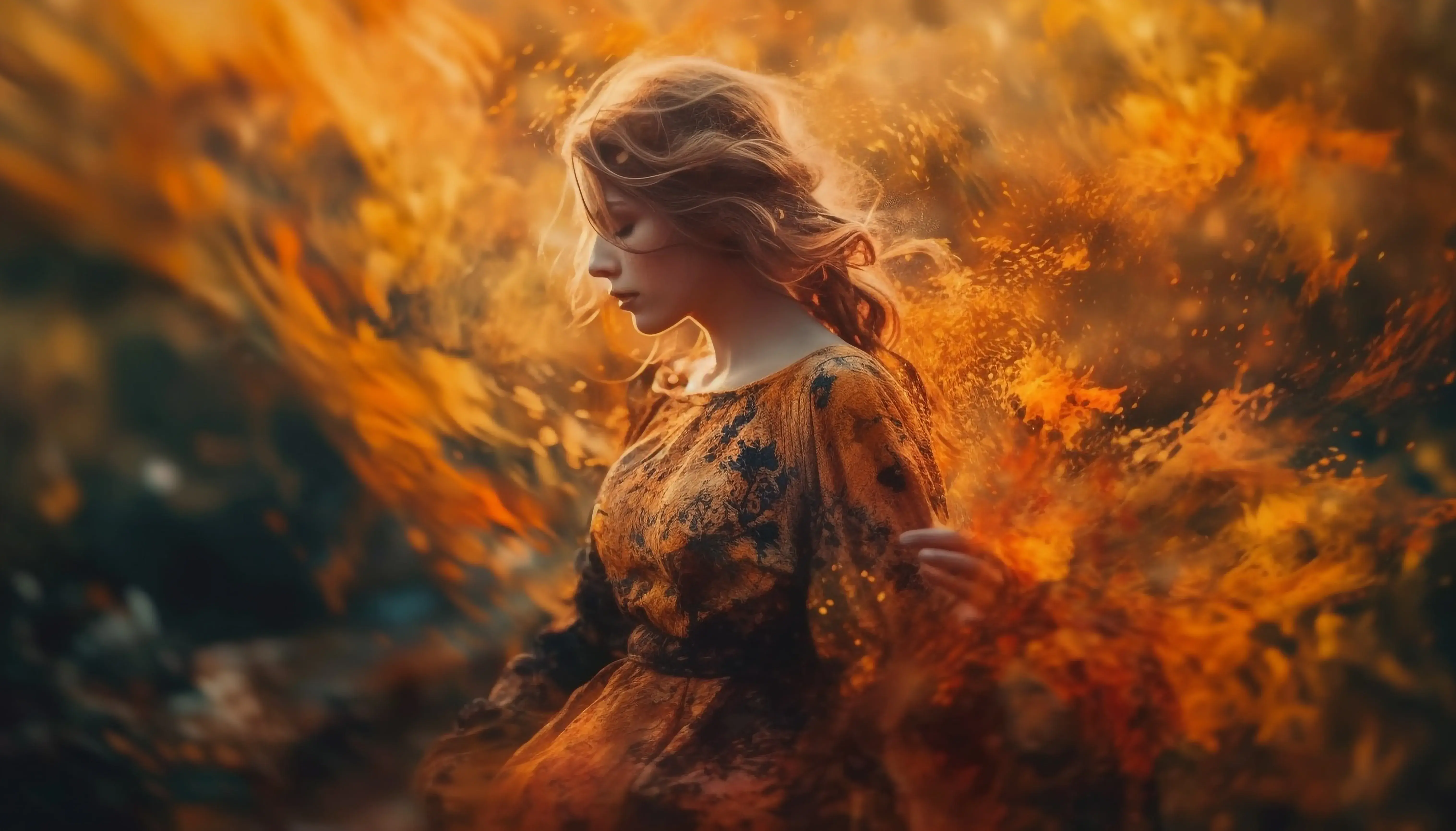 FOTO: magie, kouzlo, žena, oranžová, podzim