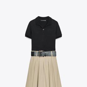 Kombinované šaty s páskem, Zara, 1299 Kč