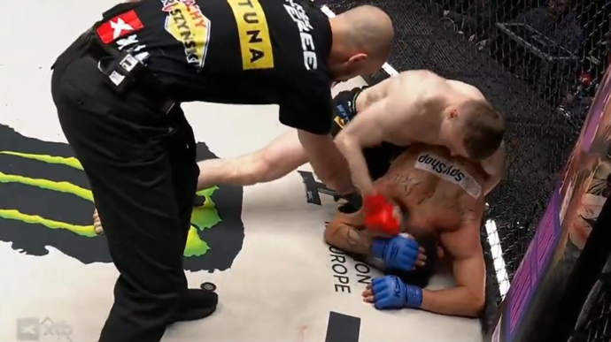 FOTO: Leo Brichta ukončil zápas údery do zátylku.