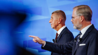 FOTO: Debata Andreje Babiše a Petra Fialy.