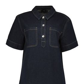 Košilové džínové šat s kapsami, Zara, 799 Kč