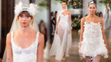 Svatební trendy z New Yorku: Květiny na šatech i ve vlasech, rozpustilé mini i odvážné tylové vrstvení