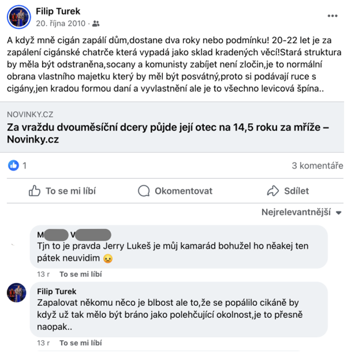FOTO: Nejskandálnější údajné vyjádření Filipa Turka o popálené Natálce. Poslanec to odmítá. Kontaktovali jsme muže M. V. z diskuse. Světlo do případu nevnesl. Naopak. – stránka 4
