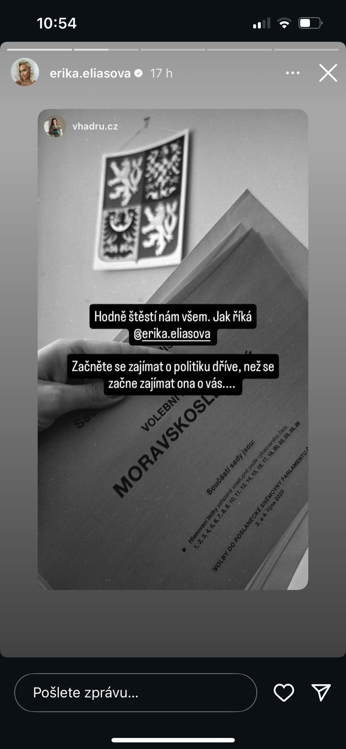 FOTO: Erika Eliášová sdílela své sledující.