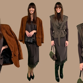 Tady můžete porovnat jeden kousek ve dvou outfitech. Saténová sukně by vám v šatníku na podzim jistě chybět neměla. 