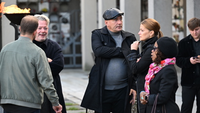 FOTO: Aleš Háma,  Petr Vondráček, Šárka Vaňková a Tonya Graves na pohřbu Jana Šatry.