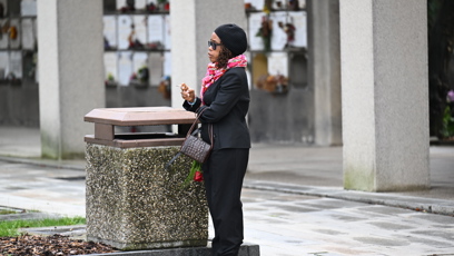 FOTO: Zpěvačka Tonya Graves na pohřbu Jana Šatry.