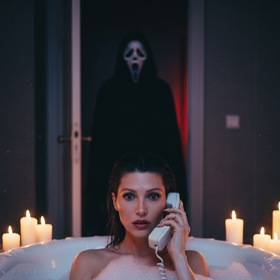 Tereza Kerndlová vytvořila díky AI tematické halloween fotky.