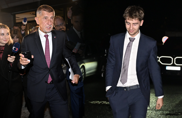 FOTO: Andrej Babiš měl ve štábu svého syna Frederika.