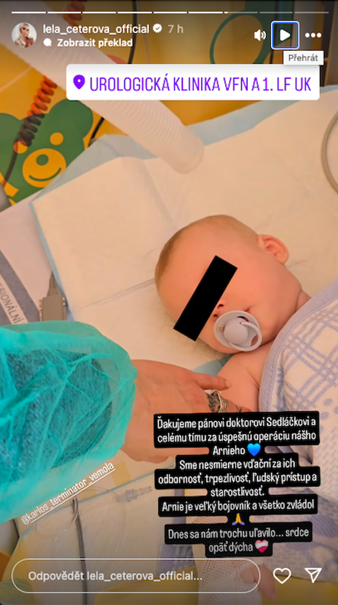 FOTO: Syn Karlose Vémoly a Lely Ceterové má za sebou náročnou operaci.